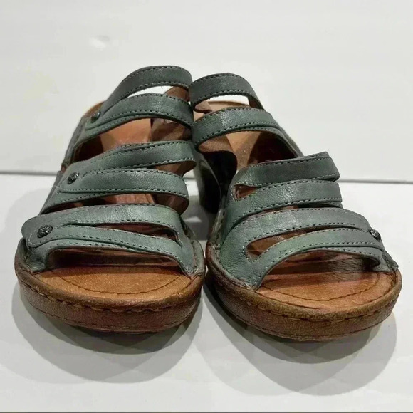 Nurture by Lamaze Blue wedge Slide on Leather Sandals - Picture 5 of 7